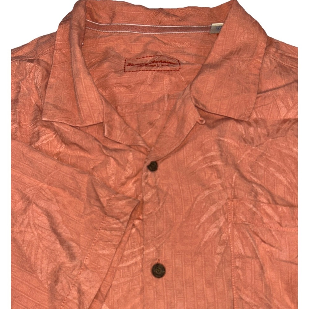 Tommy Bahama Original Fit 100% Silk Tropical Leafy Print Shirt Hawaiin Mens XL‎